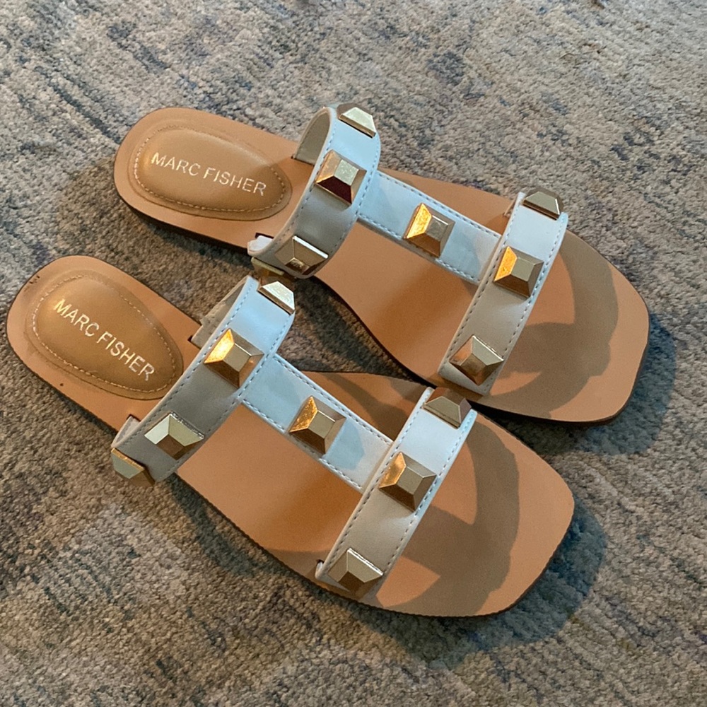 Marc Fisher gold studded sandals 6.5